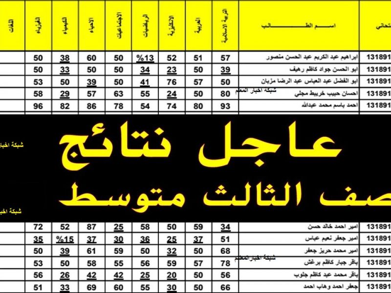 أطلع عـلي نتائج الثالث المتوسط 2023 التمهيدي جميع المحافظات من موقع وزارة التربية والتعليم العراقية برقم الامتحاني