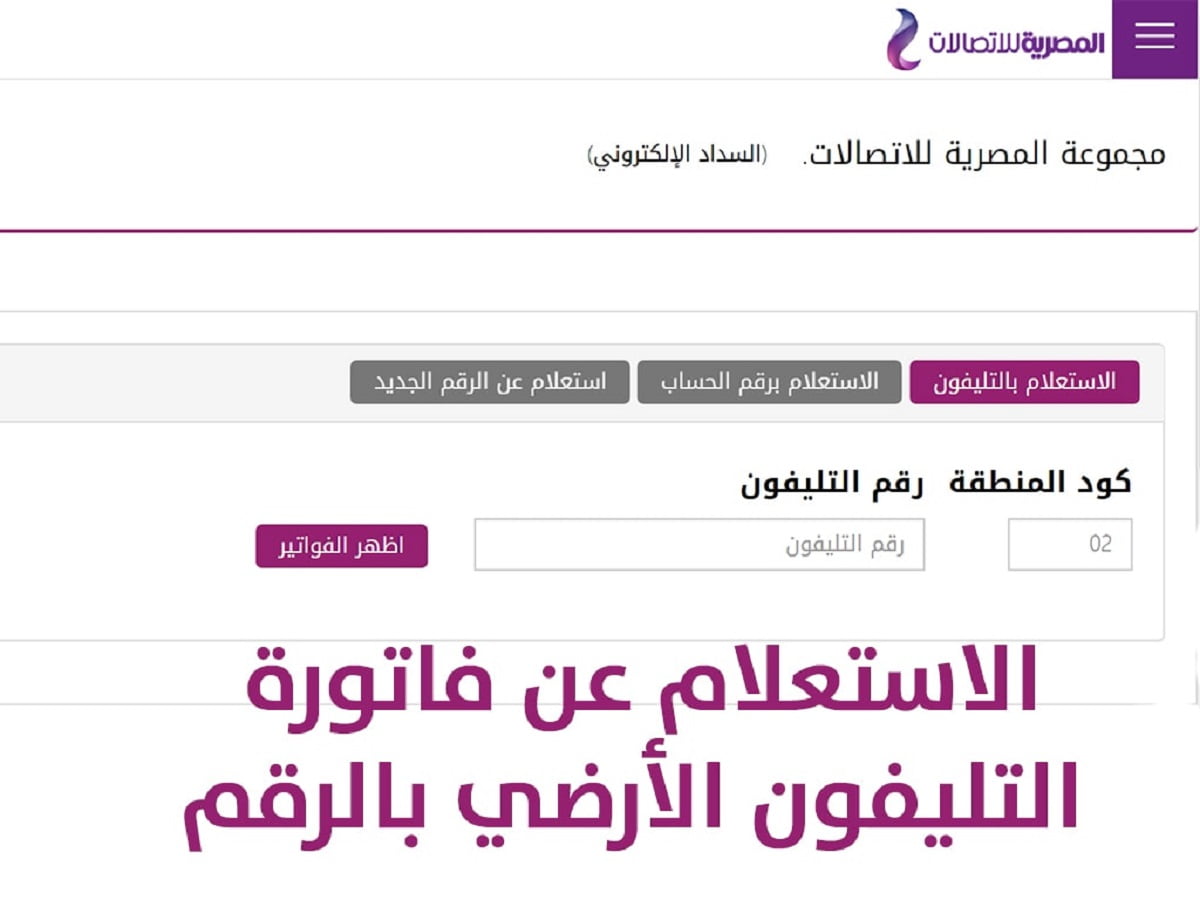 استعلام عن فاتورة التليفون الأرضي لشهر مارس 2023 عبر موقع شركة المصرية للاتصالات